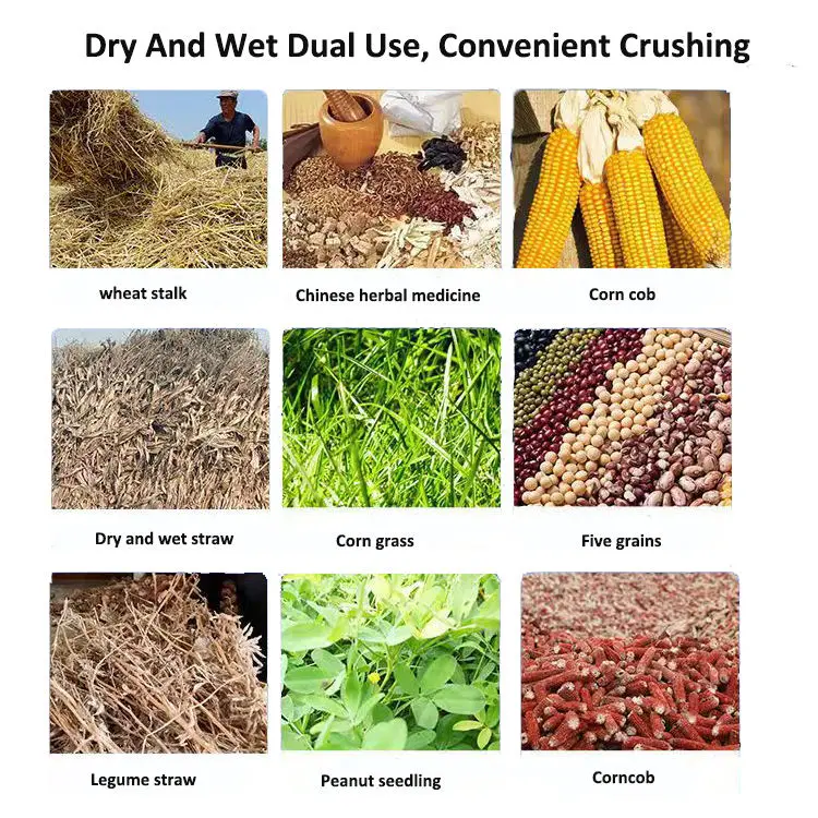 Small wheat maize corn grinding crushing machine grass fodder grinder pig feed crusher corn rice husk hammer mill