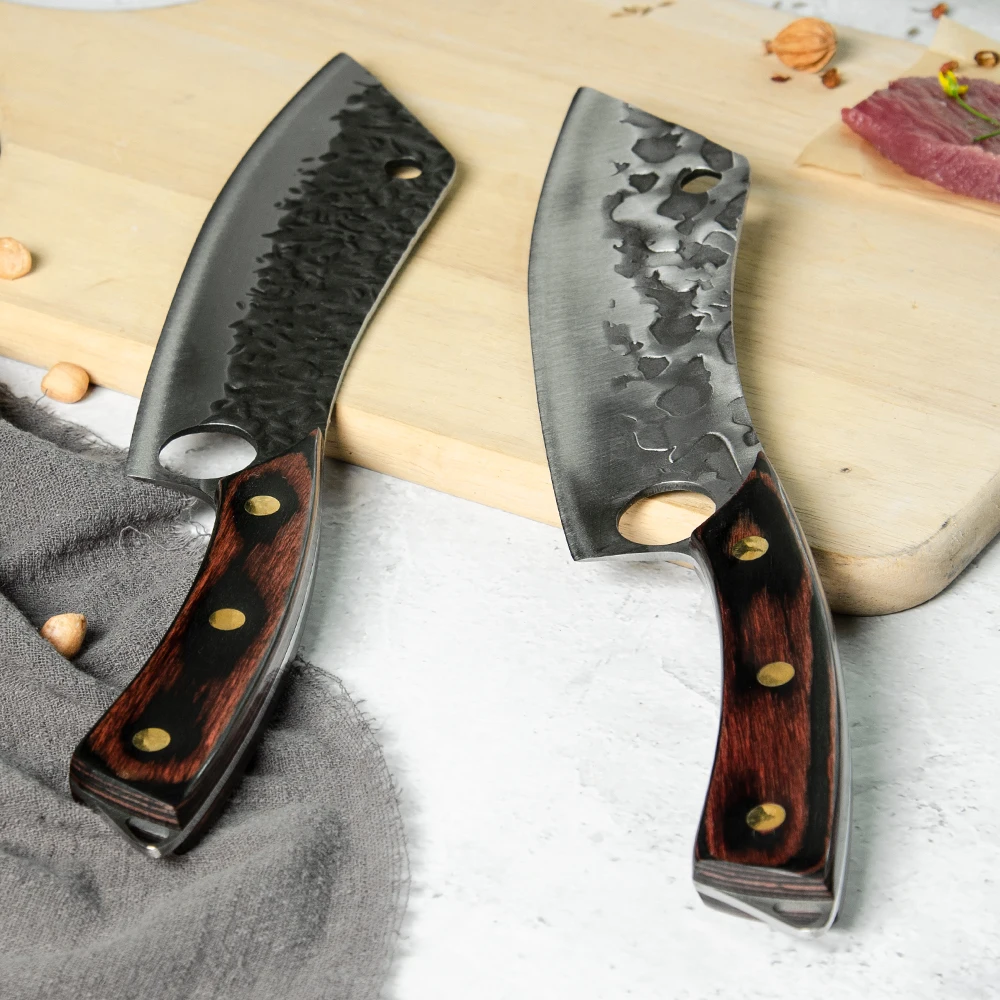 Xingye Factory Customized Logo Full Tang Handle Finger Hole 8 Inch Stainless Steel Meat Cutting Chinese Kebab Fish Slicing Knife