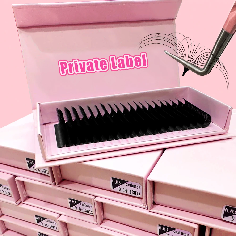 Wholesale 0.03 0.05 0.07 Individual Lash Silk Mink Lash Extensions Soft Velvet Mega Volume Dark Matte Cashmere Lash Trays Vendor