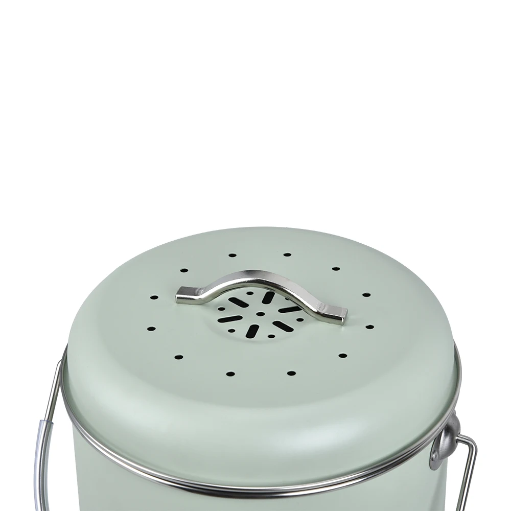 4 5 6 Liters stainless steel iron household food waste trash can compost bin pail charcoal carbon filter