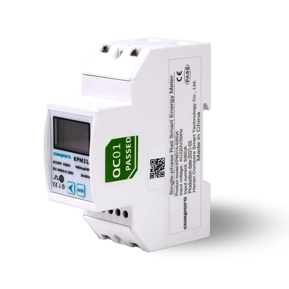 Single Phase Din Rail Smart Energy Meter AC 80-500V 220V Modular Voltmeter Gauge Indicator LCD Digital Display Detector