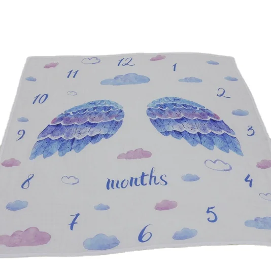 
2021 Amazon Hot Selling Bamboo Cotton Floral Wrap Milestone Blanket For Baby Girl Shower Gifts 