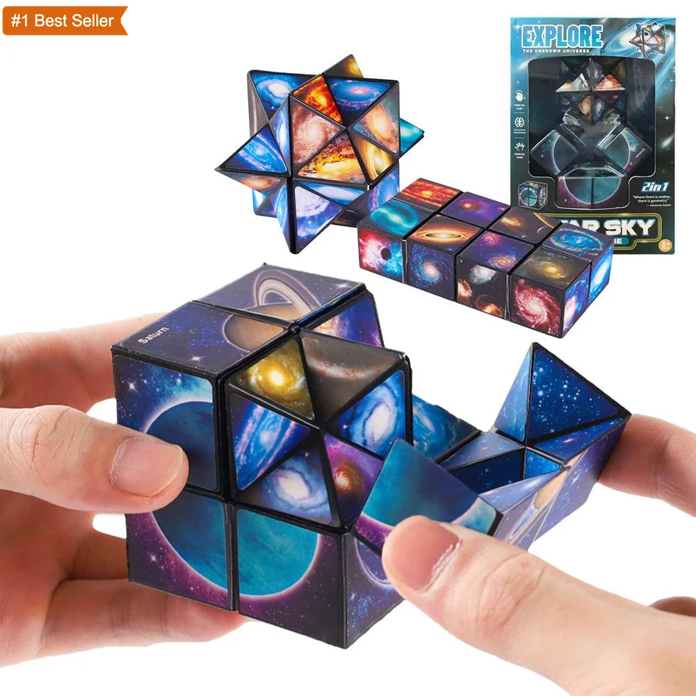 Marine Animal Cube Anti-stress Toys Folding Start Sorting Toy Puzzle Cube Kids Colorful Sticker Magnetism Cube Puzzle Fidget Toy