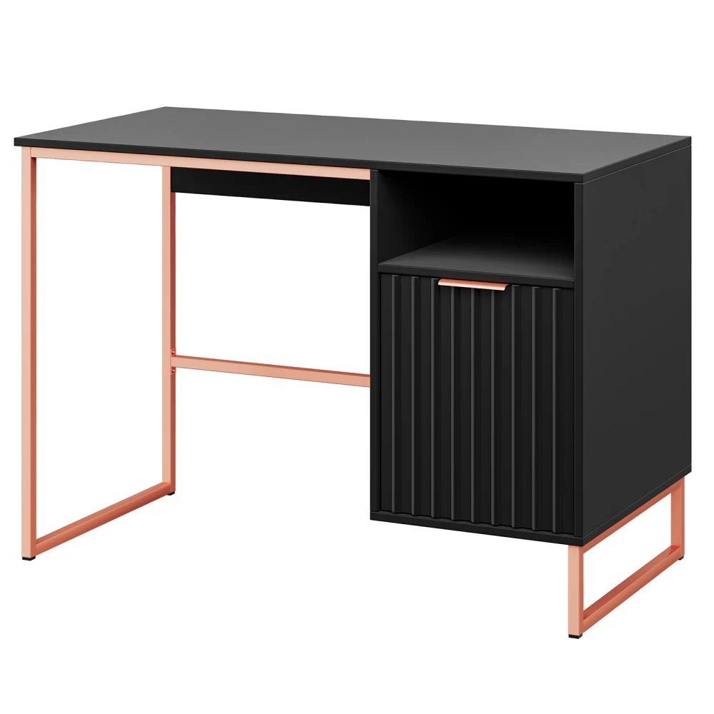 Factory Direct Special Door Home Office Writing Desk Black Computer Table with Metal Leg