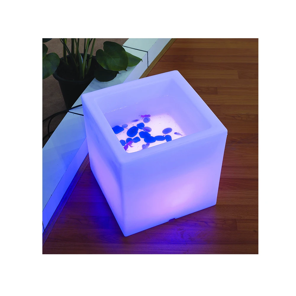 Outdoor Cube Garden Solar Waterproof Led Flowers Pot Lights Lamp with RGB light
