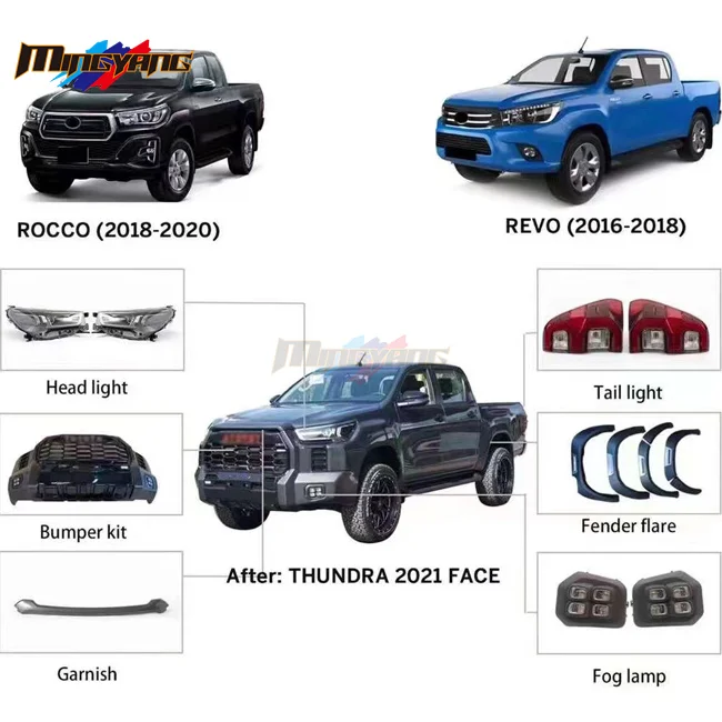 Новый дизайн, оптовая продажа с завода, комплекты для внедорожников, конверсионный автомобильный бампер для Hilux revo Rocco, комплекты обновления tundra