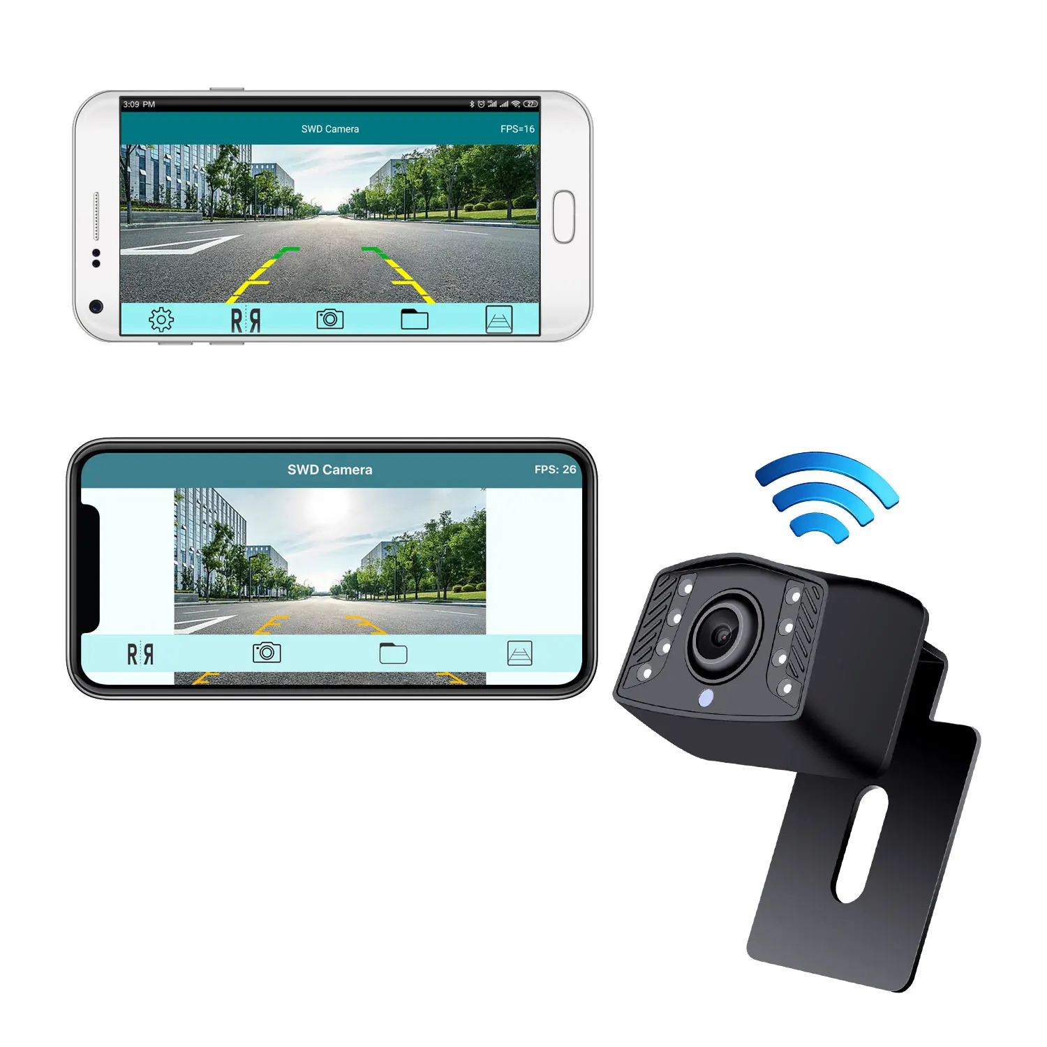 Support iPhone and Android Wireless Reverse wifi phone ipad APP car Vehicle Backup Parking Night Vision wireless car camera