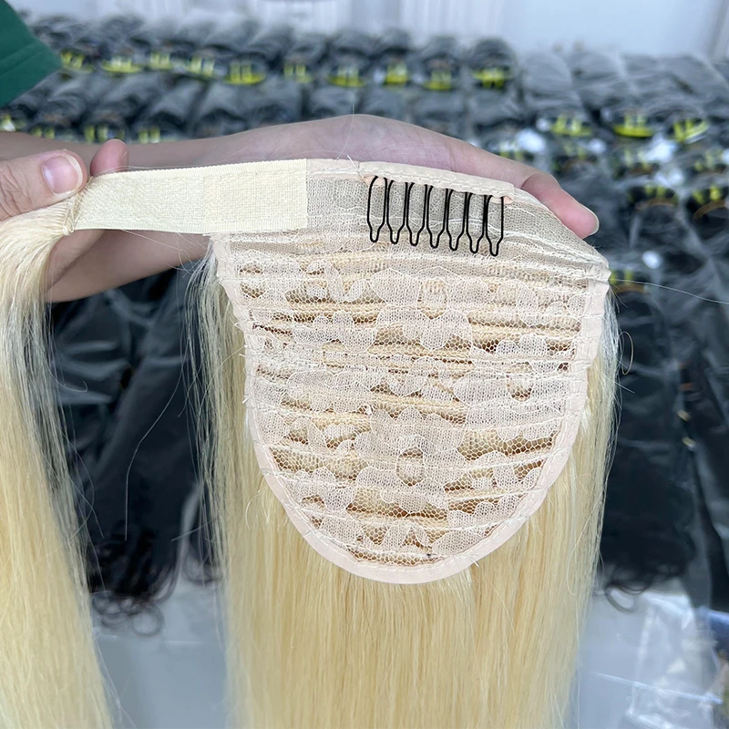 Natural Raw Brazilian Hair 613 Ponytails Blonde Virgin Human Hair Extensions Pony Tail