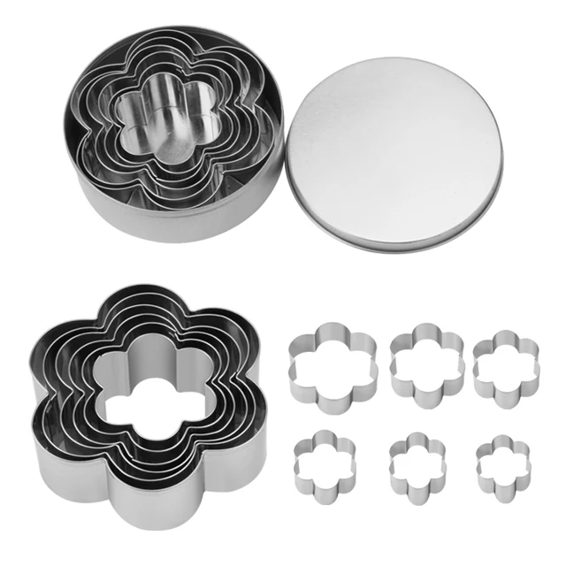 Customized Christmas Bakery Round Heart Star Flower Stainless Steel Maker Cake Cookie Mold Biscuit Wheel Cutter For Baking