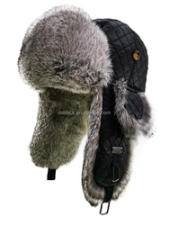 Hot selling Custom Nylon Aviator Bomber Trapper Hat with Earflap ushanka fur hat For Outdoor russian fur hat Trapper