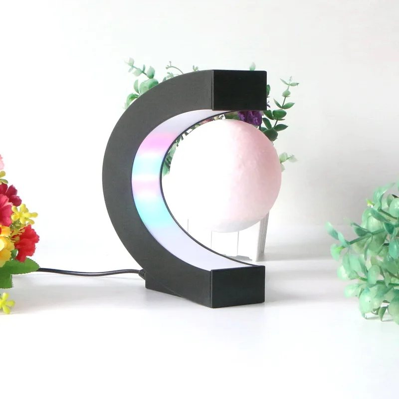 Creative cute electronic gifts 2022 C shape magnetic levitation moon lamp with white light and colorful light