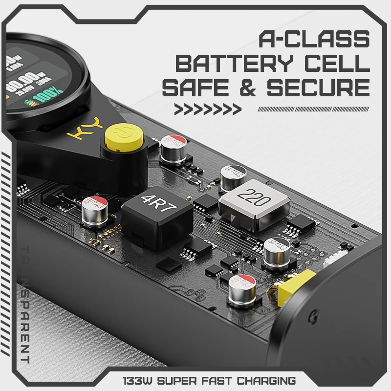 New Transparent 130W PD100 Portable Power Banks Usb C Fast Charging 20000Mah Powerbank Laptop Power Bank For Macbook