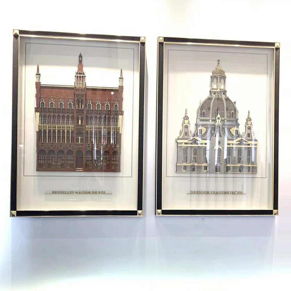 Professional Manufacturer European Architectural Style Square Abstract Artwork Wall Decor Painting 3D Carving Relief Wall Art