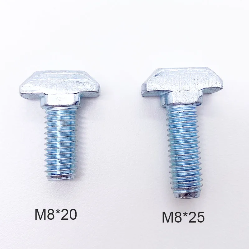 Т-образный болт M8 x 20 мм из углеродистой стали, Т-образный болт, головка молотка, Т-образный винт, гвоздик для алюминиевого профиля серии 3030, 10 мм