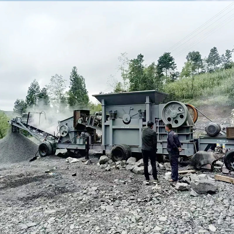 Good price portable Stone crushing plant tyre shredder scrap tire recycling equipment