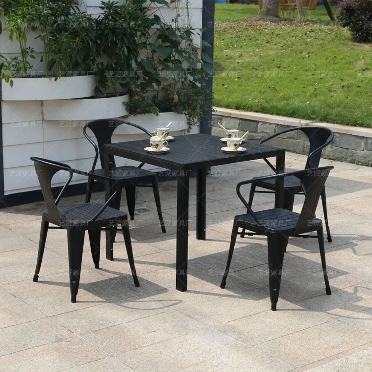 Square Table And 6 Chairs Coffee Shop Table Sets  outdoor  restaurant Dining Set