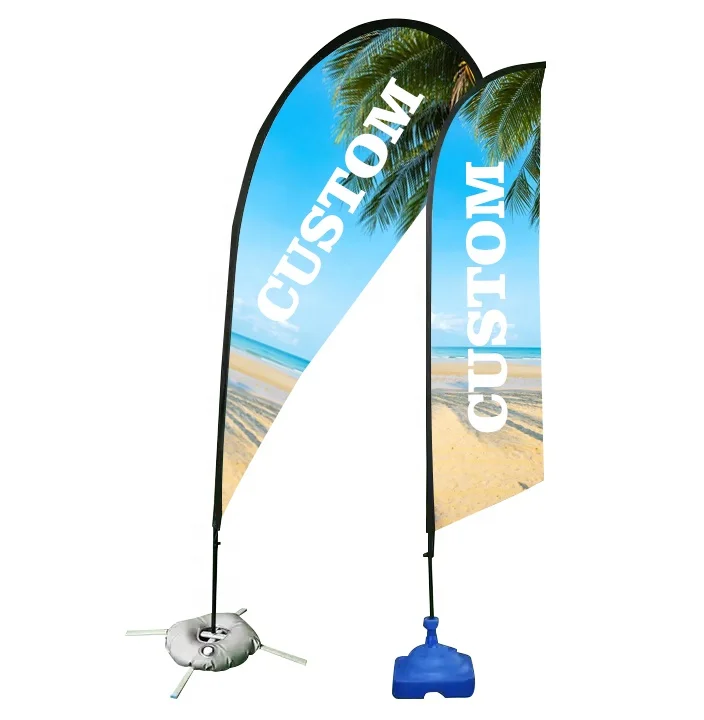 new product Custom logo outdoor Advertising Beach Flags Outdoor Aluminium Pole Tear Drop Flying Teardrop Feather Flags Banners