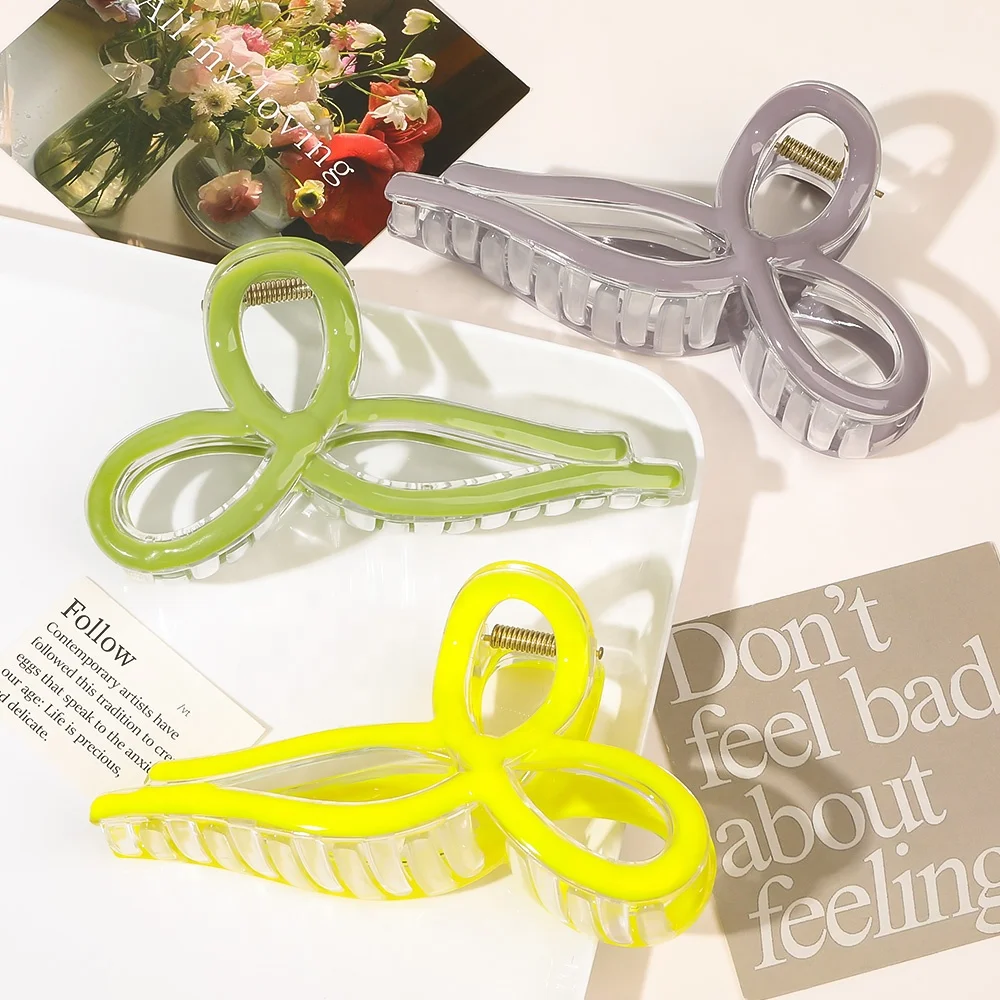 Korea Summer Sweet Hair Clips PC Large Bow Woman Large Plastic Resin Hair Claw Clips