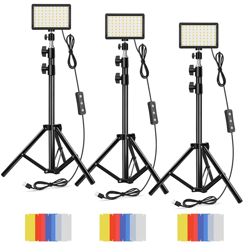 factory price 3 set 5600k video lighting photographic equipment camera studio four-color led video fill in panel light kit