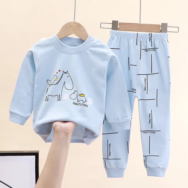Stock clearance  Kids Toddler Boys Pajamas 2 Piece Pjs Top and Pants Set 100% Cotton Sleepwear Nightwear  kids boys