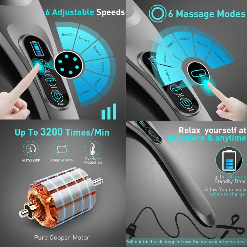 Massage equipment cordless infrared handy massager  electric  vibration hand held body massager LY-651A