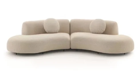 Italian Minimalist Velvet Multi-Seat S-Shape Abnormity Booth Beige Fabric Curved Sofa Set for Living Room or Exhibition Hall