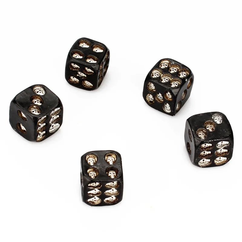 D6 набор каучуковых игральных костей, инкрустированные подземельями и драконами, игральные кости Смерти, серебристые, белые, черные винтажные скелеты, галипирующие домино