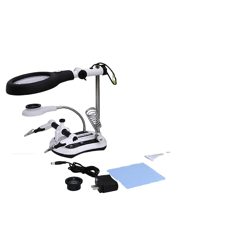 Four Multiples 18LED Lighting Table Lamp Reading Soldering Iron Kit Computer Chip Maintenance Detection Clip-On Magnifying Glass