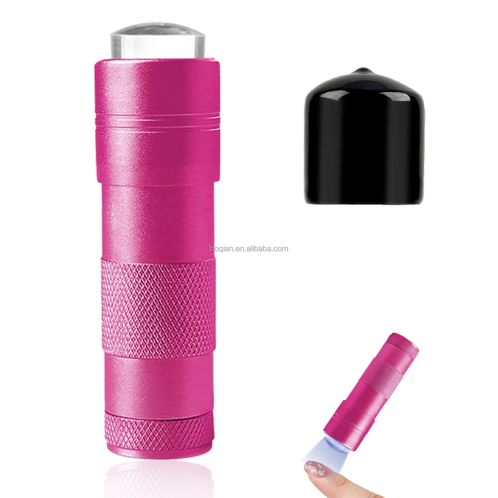 Private Label Pink Green Silver Black Rechargeable Flashlight Mini UV Led Nail Silicone Lamp With Cap