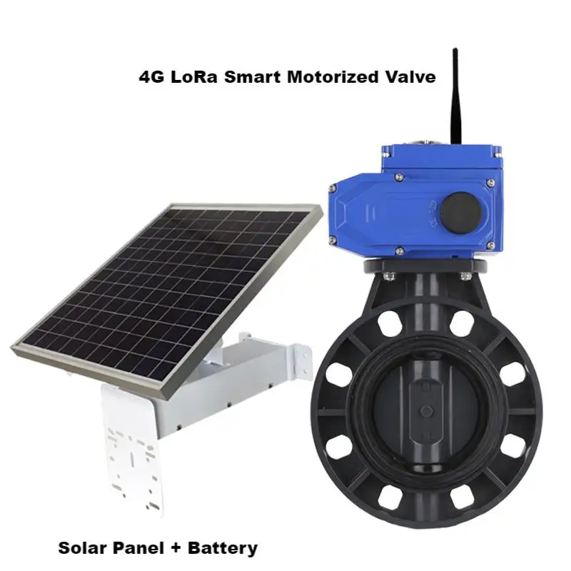 Mobile remote control solar power DN100 electric ball valve butterfly valve actuator automatic irrigation valve