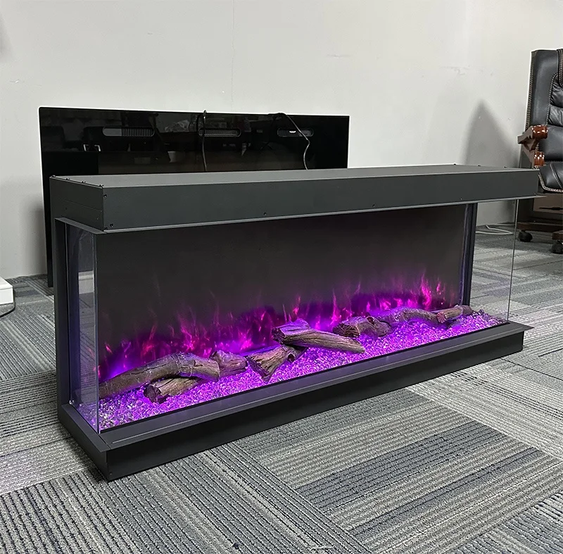 3 Sided Electric Fireplace Heater 15kw 7 Colors LED Flame Electric Fire Place Decorative Electric Fireplace