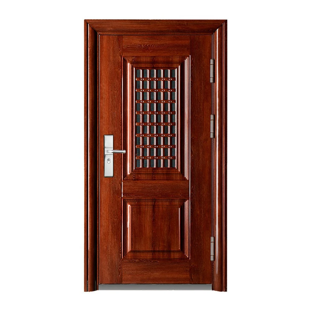 Limited Time Discount Cold Rolled Zinc Alloy GI Front Entry Doors High-end Color Steel Doors With Double Movable Handle