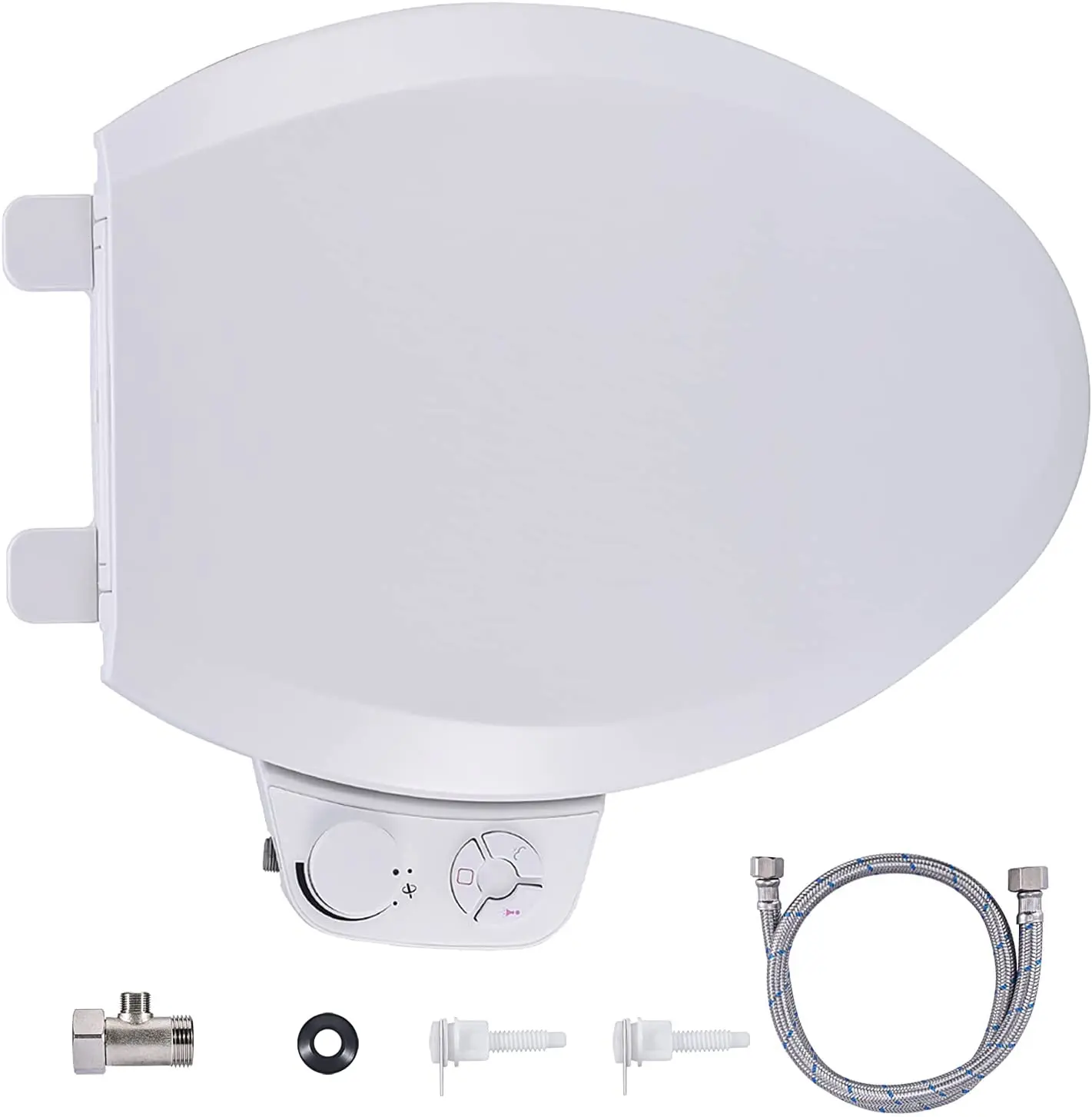 Non-Electric Bidet Toilet Seat Cover with Self Cleaning Dual Nozzles