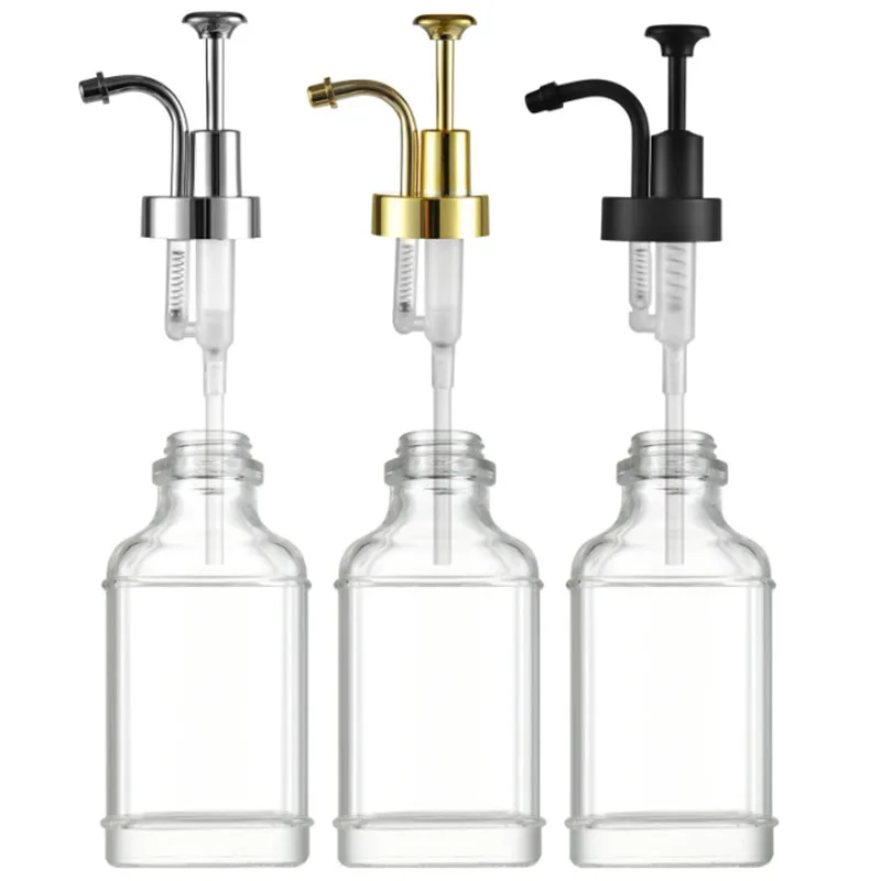 Larix Bathroom Accessories Glass Soap Dispenser Glass Bottle Coffee Syrup Dispenser with Pump