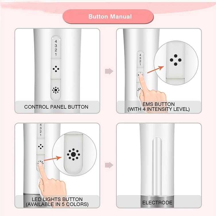 ems rf led light electric face massage machine vibration v face lift wrinkle remover ultrasonic facial massager