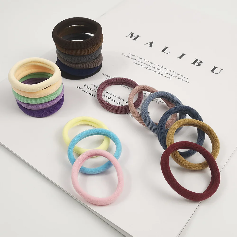Jiamu Factory Price 20 Colors High Quality Seamless Elastic Hair Bands For Thick Cotton Hair Accessories Ties For Women Girls