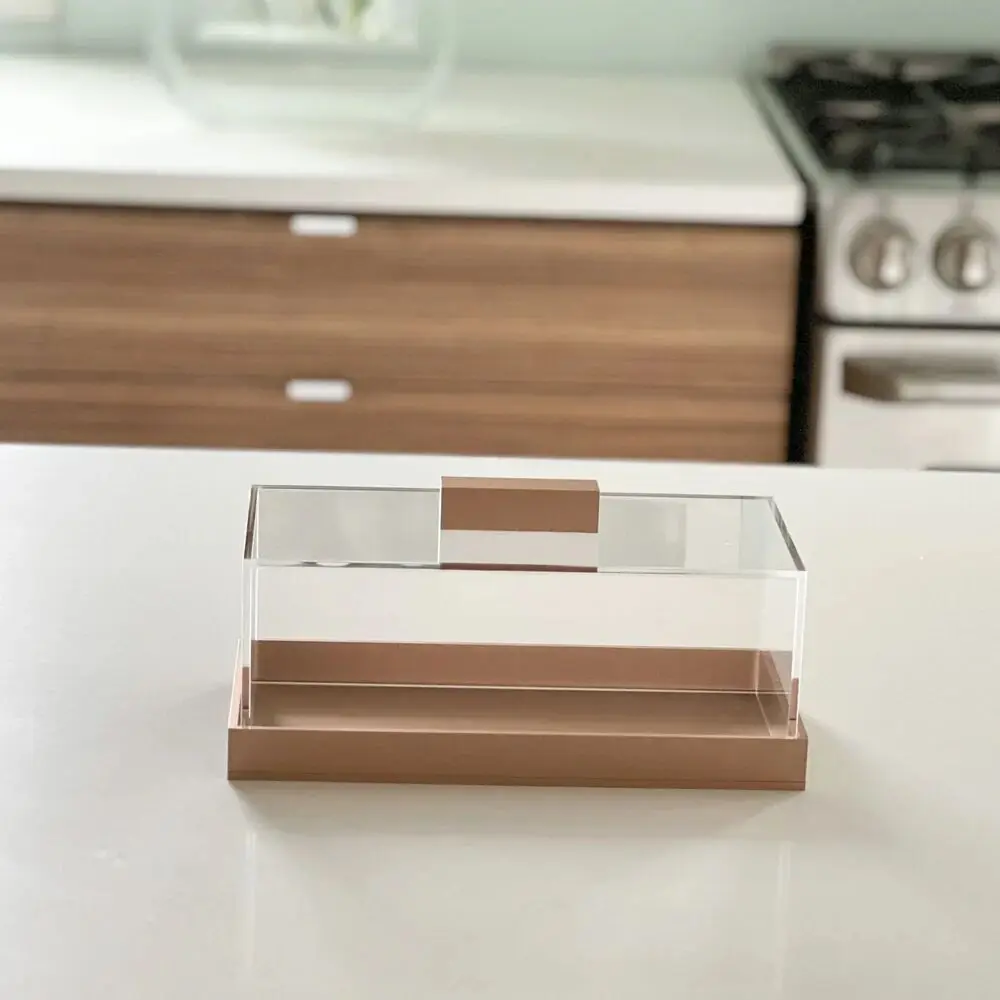 Индивидуальный акриловый прозрачный кухонный торт магазин Lucite декоративный прямоугольный контейнер с белым мраморным основанием и крышкой