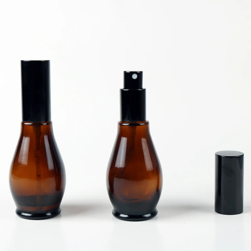 Avertan 10ml 30ml 50ml 100ml The gourd shape empty spray glass amber hydrolat  glass perfume bottle with spray