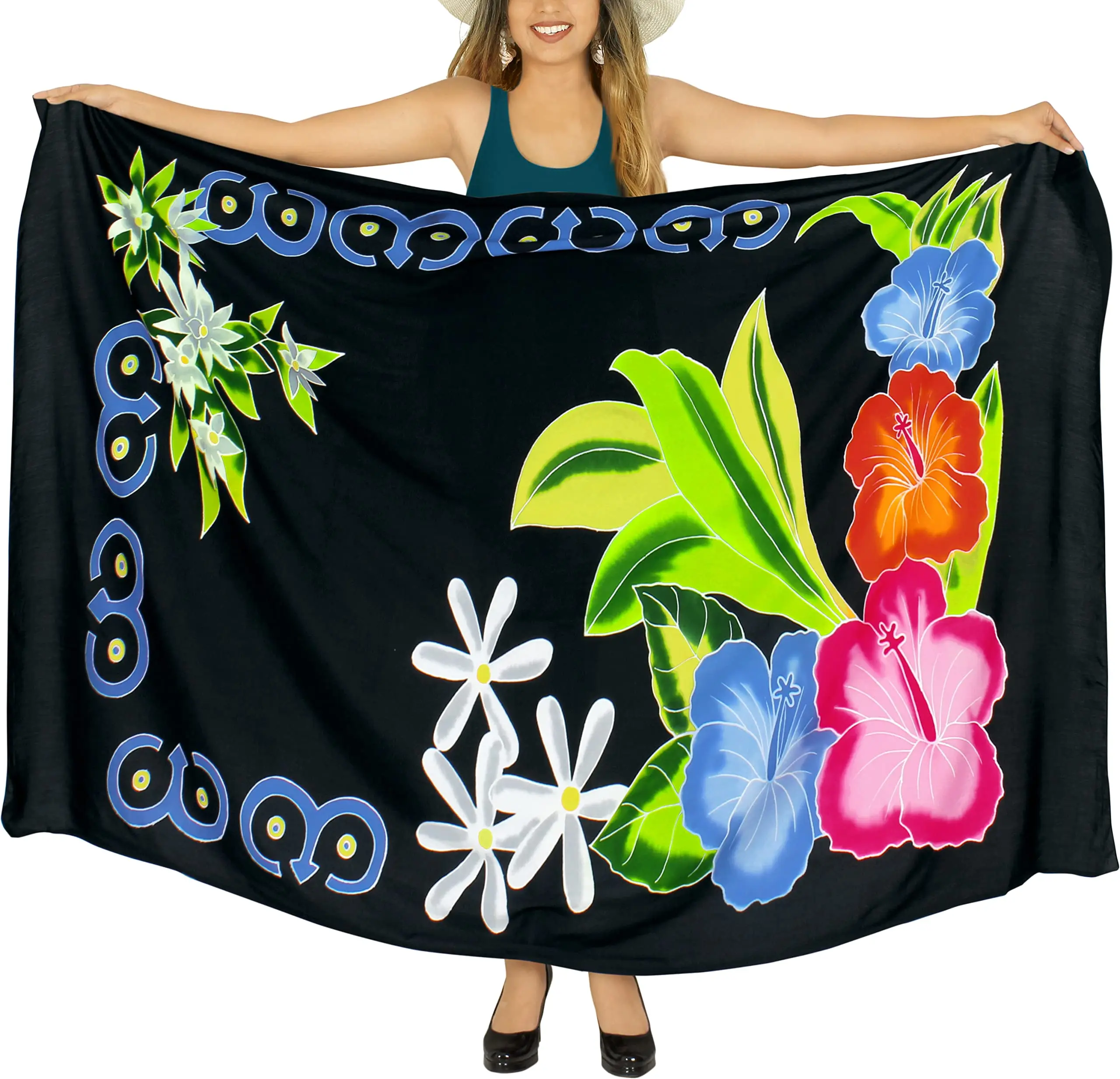 Hawaiian Lavalava Professional Manufacturer Flowers Print Women Beach Towel Customized Comfortable Wrap Swimwear Beach Sarong