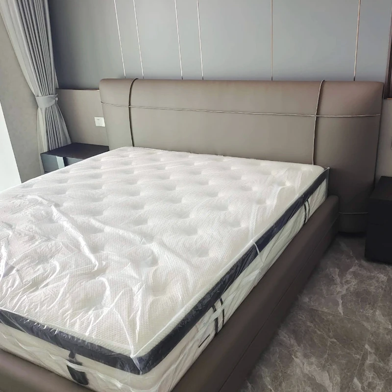 Итальянский роскошный набор для спальни с кроватью размера «Queen & King Size» современная мягкая кровать из воловьей кожи гостиниц и залов
