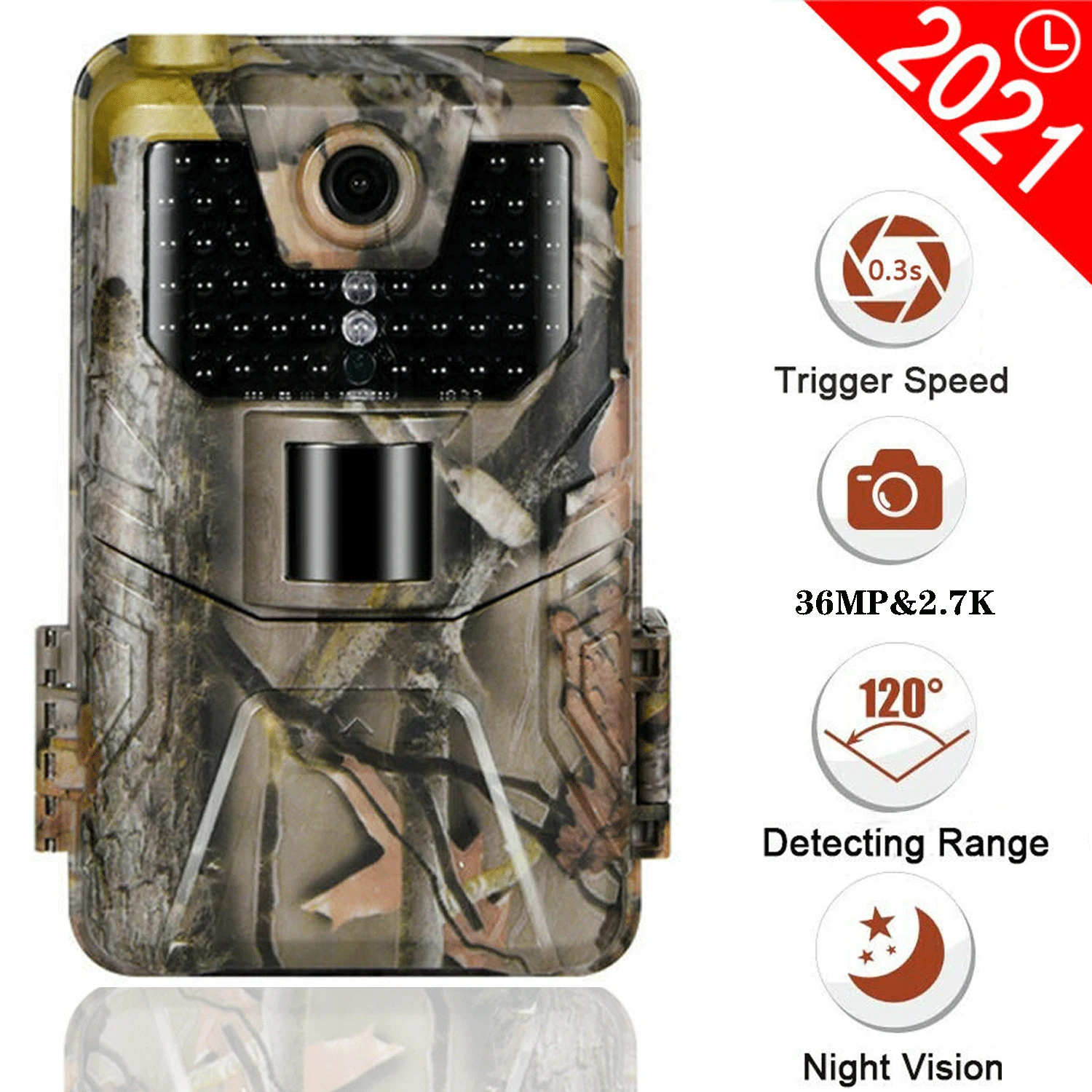 36MP 2.7K Trail Camera 940NM Infrared Hunting Cameras Wireless Cam HC900A Night Vision Wildlife Surveillance