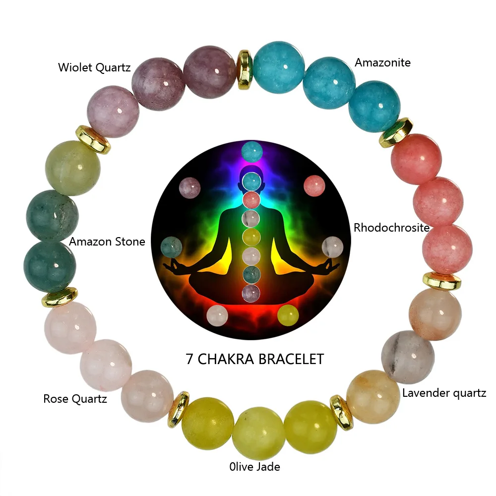 New 7 Chakra Natural Stone Bracelet Bohemian Style Handmade Beaded Crystal BFF Friendship Bracelet Jewelry For Firlfriends