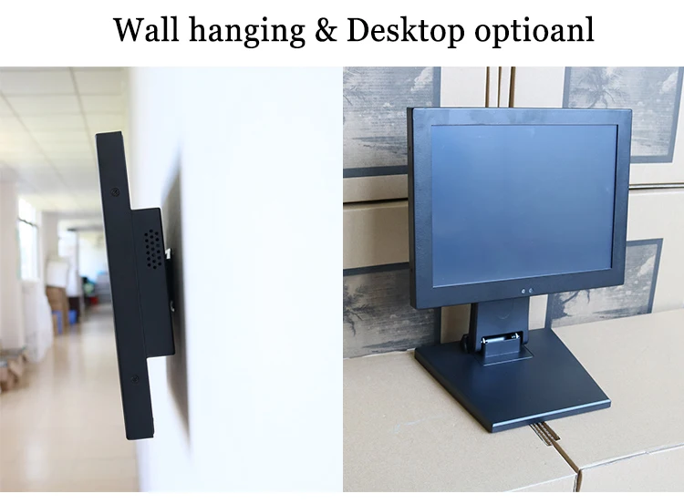 12 inch Wall Mount Touch Screen LCD Monitor Industrial USB Touchscreen Monitor with VGA DVI BNC AV TV