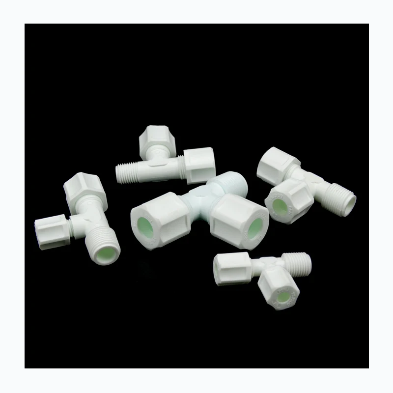 Plastic female connectors pp male run tees male connector straight union 3 way elbow pipe fittings