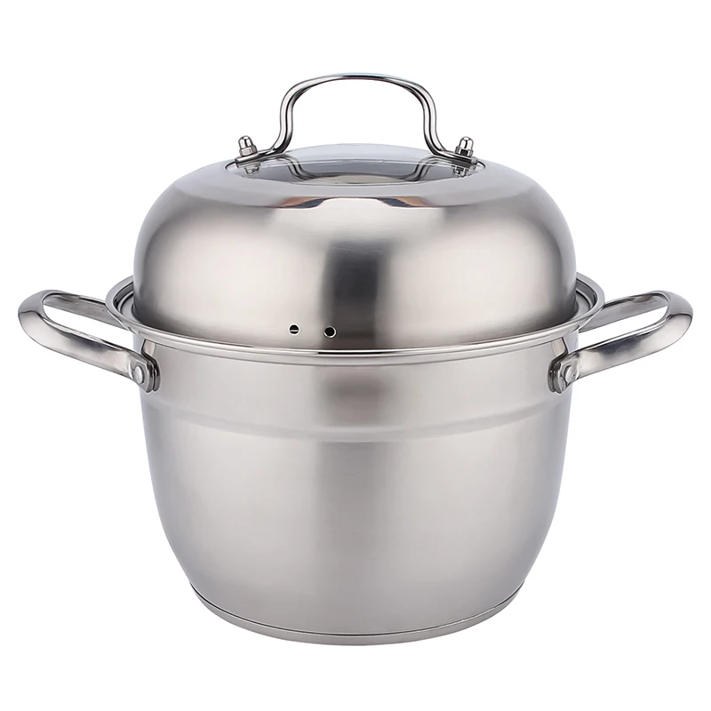 Stainless Steel Cooking Steamer Pot Bread Vegetable Steam Pot Set High Quality Stainless Steel Steamer Pot With Glass Lid