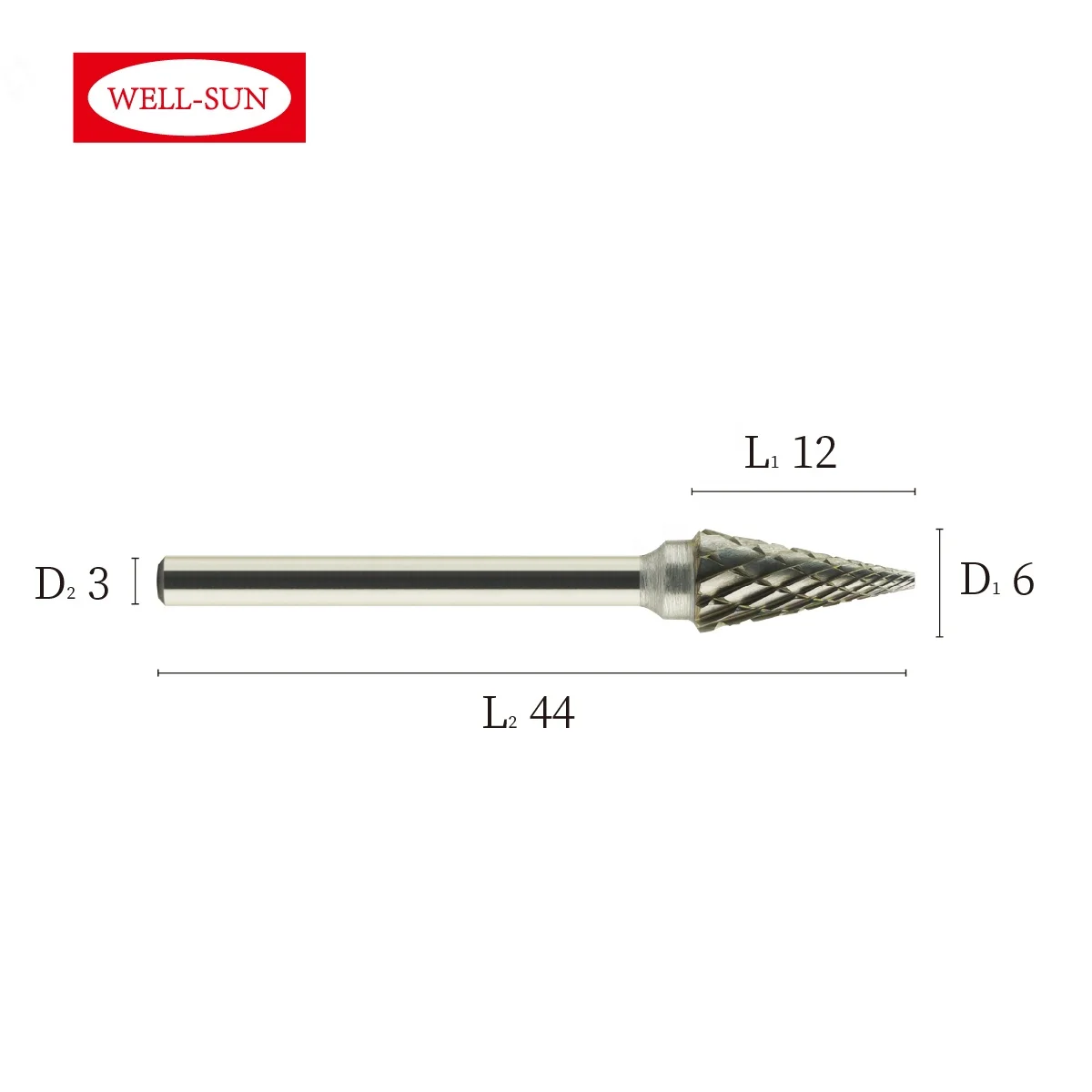 M-06-300199 Factory Cone Shape Tungsten Rotary Carbide Burr 3mm shank Removing Metal Working Bur