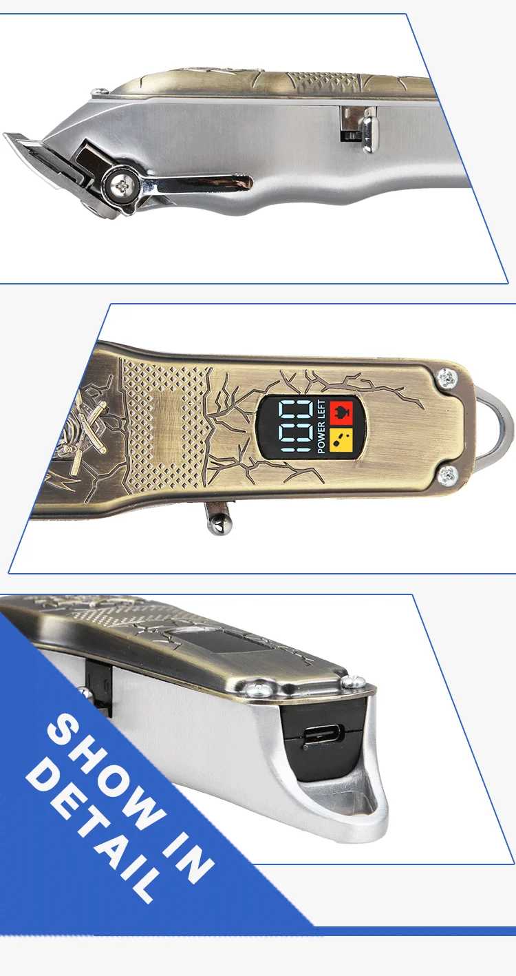 Private Label New Barber Hair Trimmer Cordless LCD display Metal High Speed Men Professional Electric Hair Clipper
