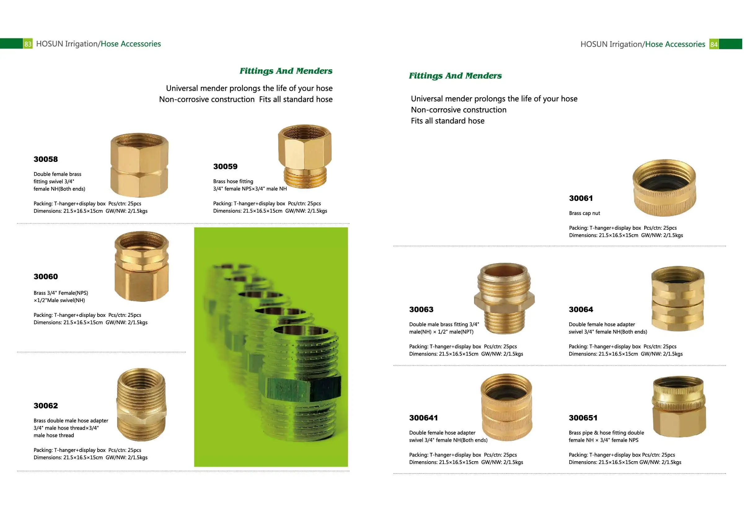 High quality double female swivel brass garden hose fittings