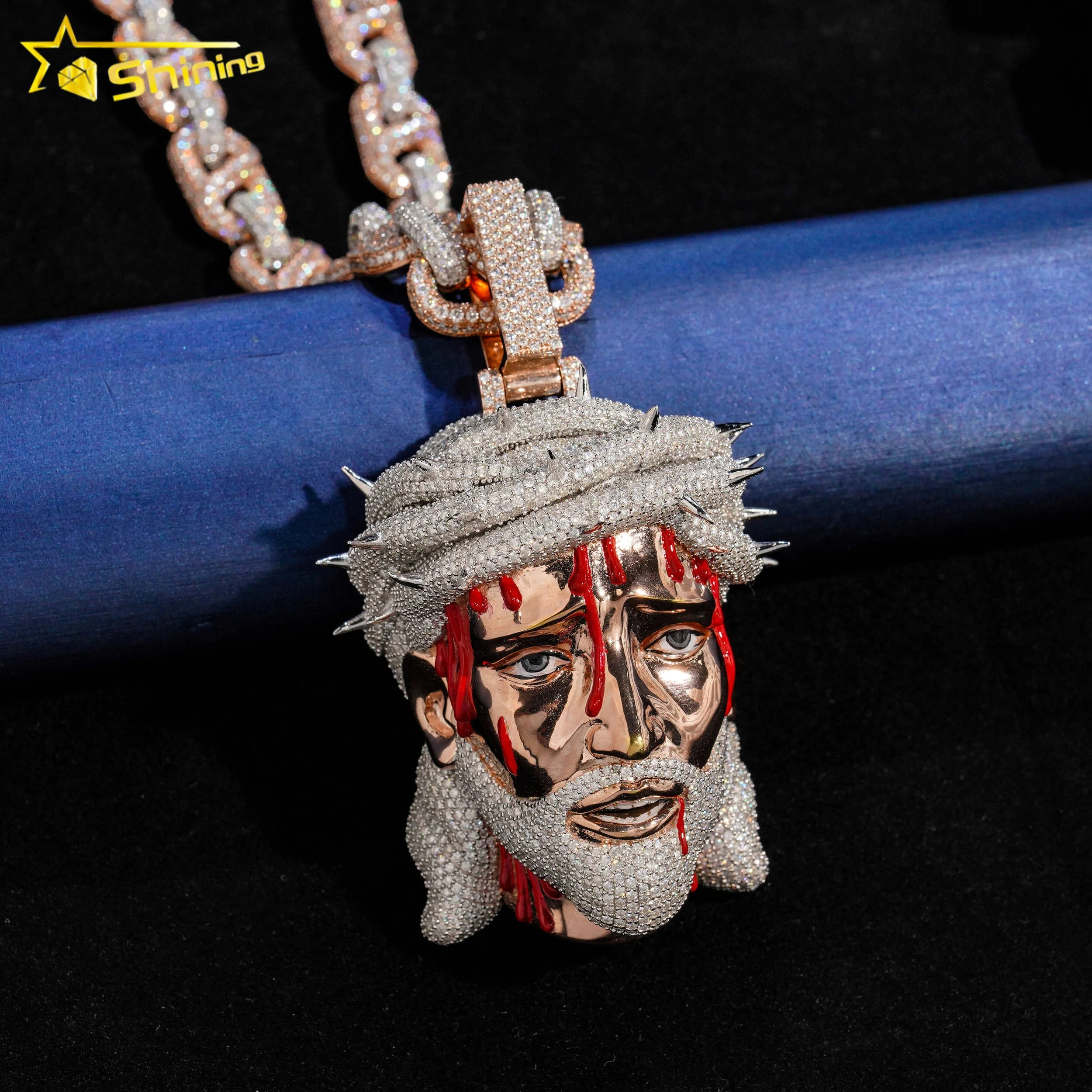 Iced Out Religion Enamel Jewelry VVS Moissanite Diamond Hip Hop Jesus Pendant Custom Pendant Necklace