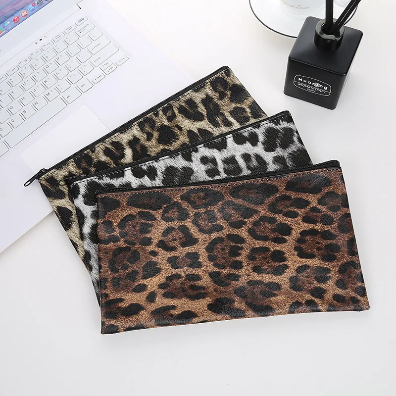 Colorful PU leather storage bank money pouch custom printed logo zippered cash deposit bag